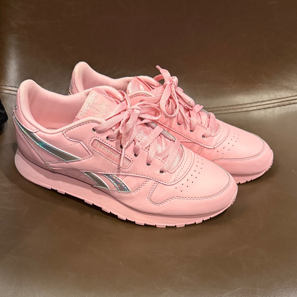 Reebok Classic Pink and Silver Sneakers